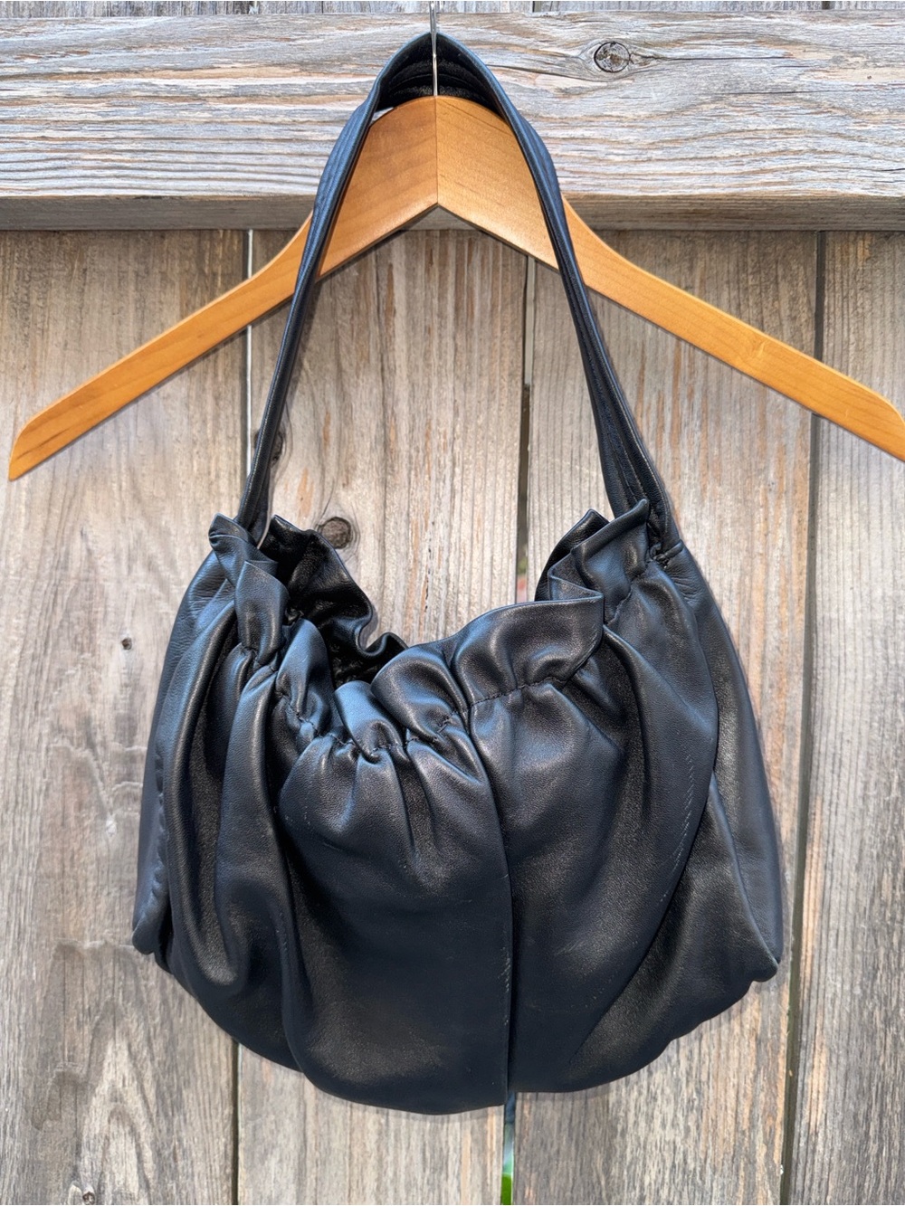 Loeffler Randall Alicia Gathered Baguette Bag in Black Sheepskin Leather - Picture 11 of 16